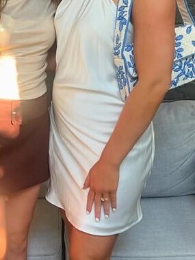 Show Me Your Mumu White Satin Slip Halter Dress